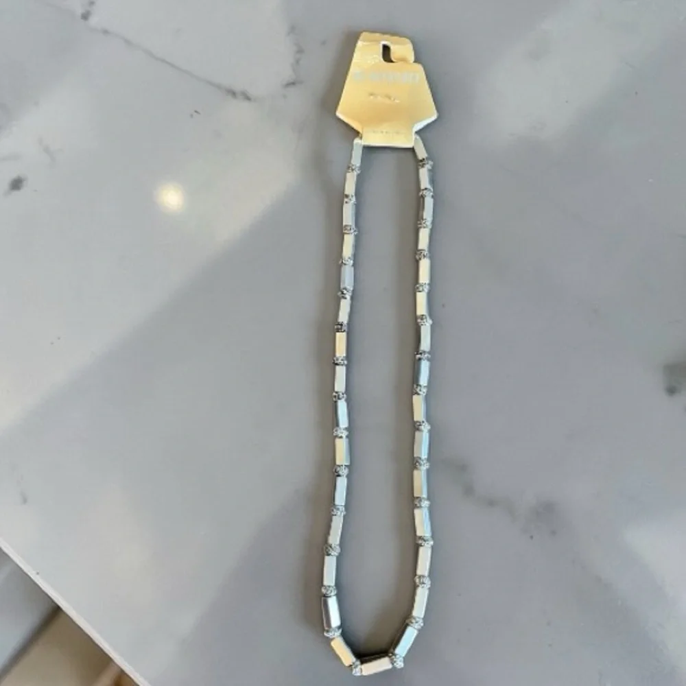 Silver‎ Tone Rectangular Bead Necklace - Elegant Women's Jewelry